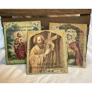 Miniature Stories Of The Saints Book Set One Three & Four 1940s Mini Paperback